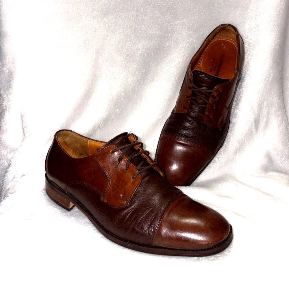 Pronto Uomo Firenze Men’s Size 9 M Brown Leather Cap Toe Italian Leather Oxford - Picture 3 of 7